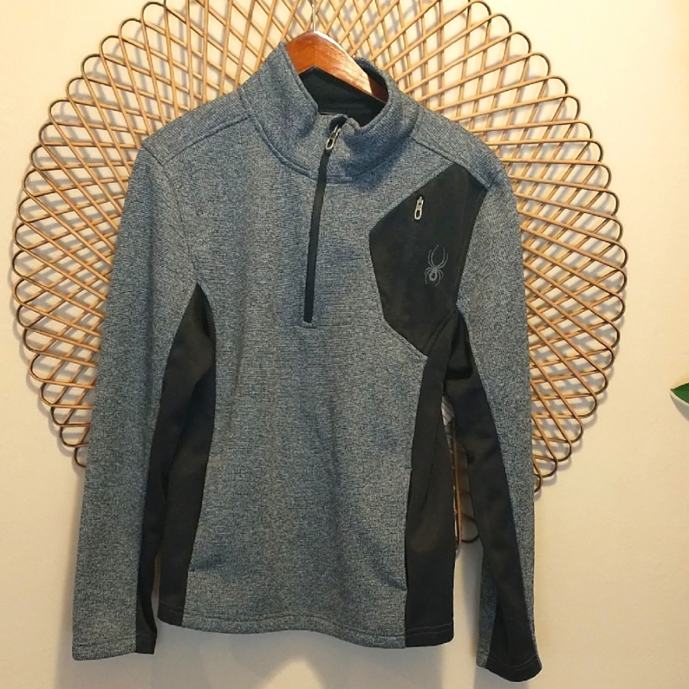 Men's Spyder Gray and Black Quarter-Zip Pullover Size Small
